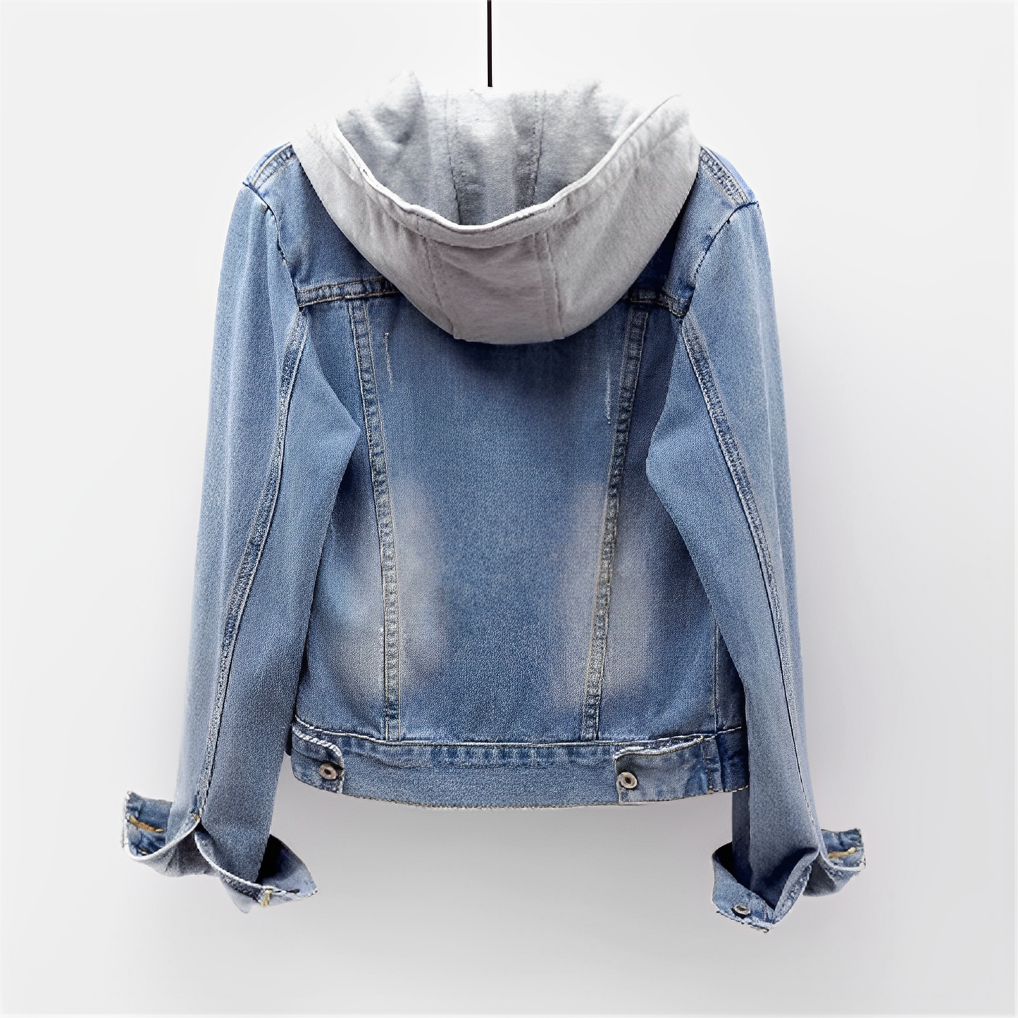 Adah - veste en jean femme, manches longues, capuche amovible avec doublure teddy