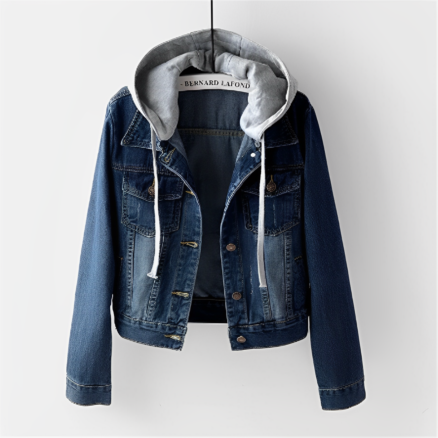 Adah - veste en jean femme, manches longues, capuche amovible avec doublure teddy