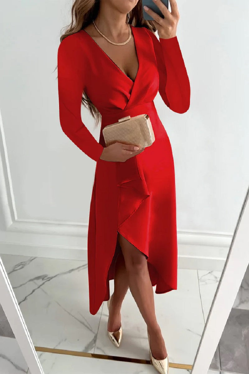 Cherry - Élégante robe plissée unie