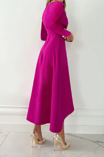 Cherry - Élégante robe plissée unie